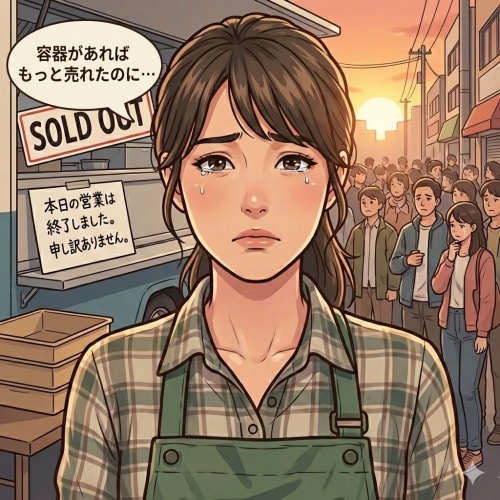 容器があればもっと売れたのに…と後悔するキッチンカーの店主
