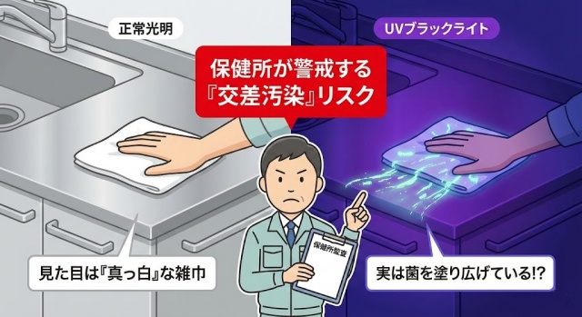 保健所が警戒する交差汚染リスクを説明した画像