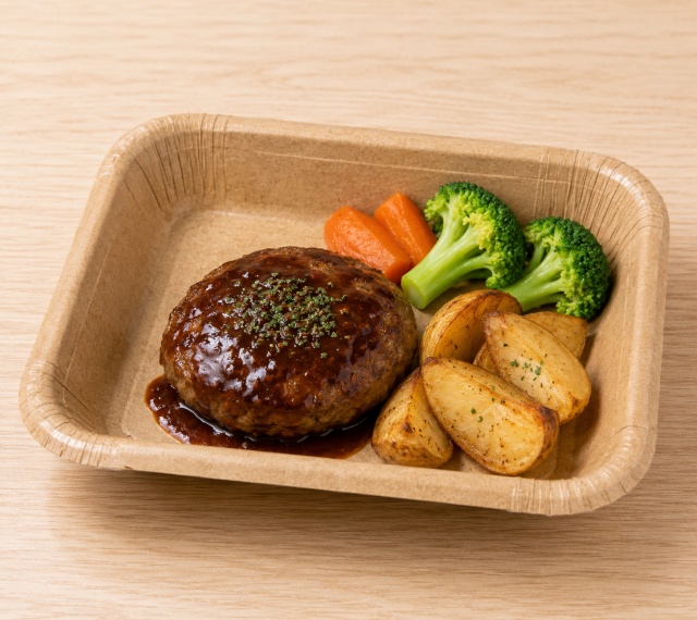17-27規格を使用したデリ惣菜(ハンバーグ)の盛り付け例