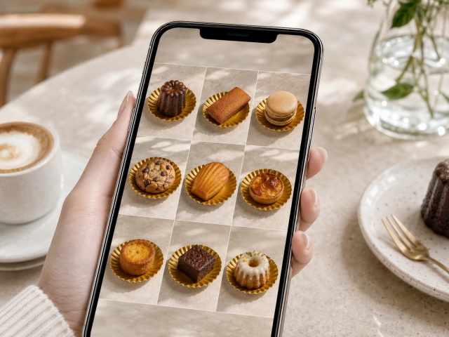 同じ紙製ミニトレーを使った焼き菓子写真が並ぶSNS投稿画面