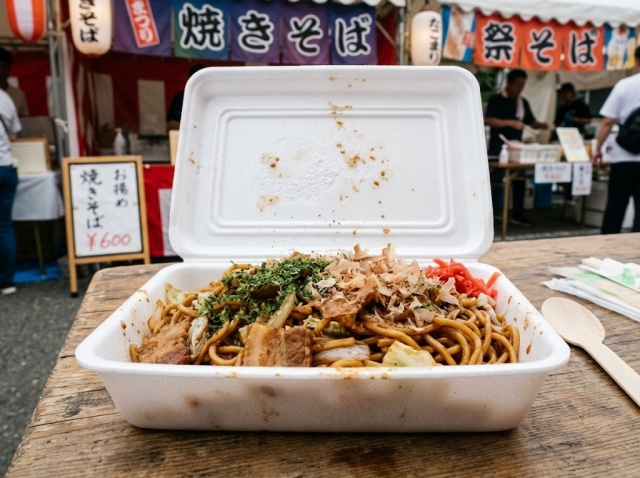 発泡容器に入った焼きそば