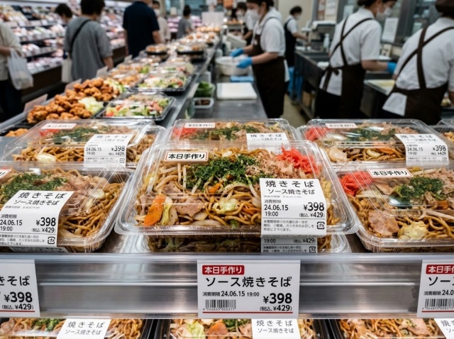 透明フードパックに入った焼きそば