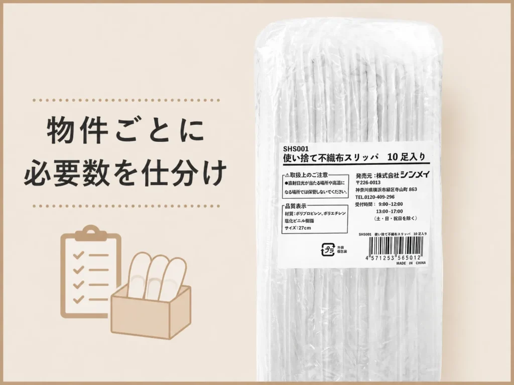 個包装された内見用不織布スリッパ10足入り