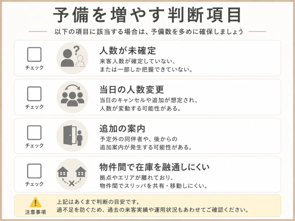 内見用スリッパの予備数を増やす4つの判断項目